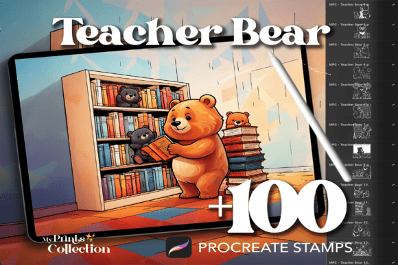 100 Bear Teacher’s Day Procreate Stamps for Cozy Classroom Creativity