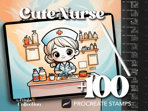 100 Cute Nurse Day Procreate Stamp