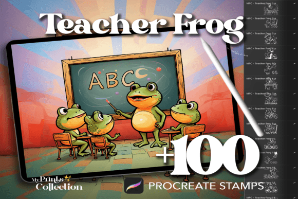 100 Frog Teacher’s Day Procreate Stamp Set