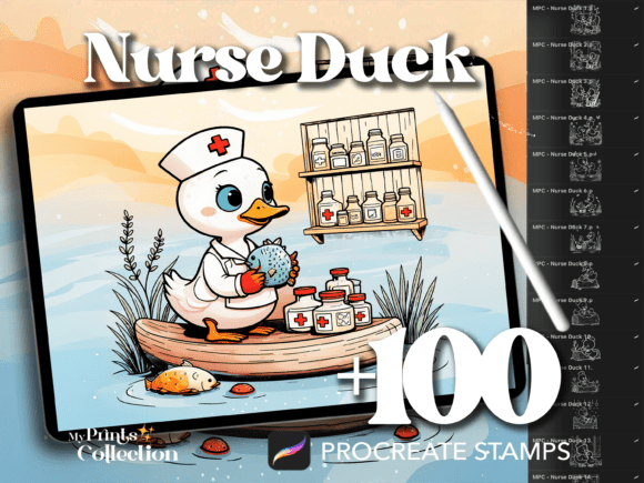100 Nurse Duck Day Procreate Stamp