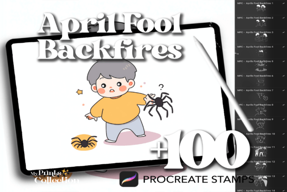 100 Procreate April Fools’ Backfires Stamp Set