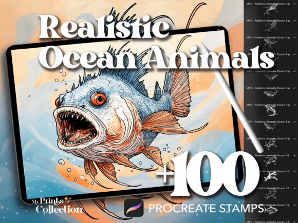 100 Procreate Ocean Realistic Animal: Elevating Digital Art with Lifelike Marine Illustrations