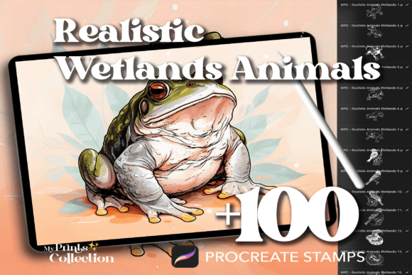 100 Procreate Wetlands Realistic Animal Stamps: A Creative Tool for Digital Artists and Nature Enthusiasts