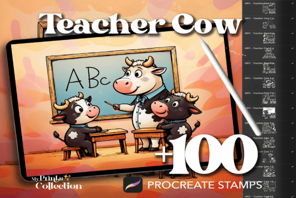 Cow Teacher’s Day Procreate Stamp Set: A Creative Resource for Educators and Digital Artists