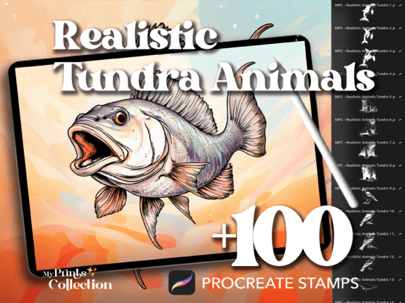 Discover the Beauty of the Tundra with the Realistic Tundra Animals Procreate Stamp Set