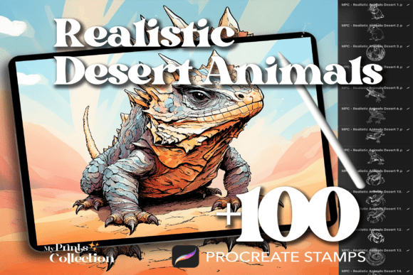 Enhance Your Digital Art with the 100 Procreate Desert Realistic Animal Stamp Set