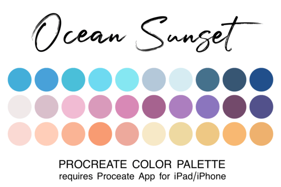 Ocean Sunset Procreate Color Palette